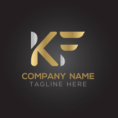 İlk Alfabe Kf Logo Tasarım Şablonu. Bağlı Harf Kf Logo Vektörü
