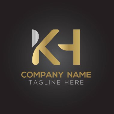İlk Alfabe Kh Logo Tasarım Şablonu. Bağlı Harf Kh Logo Vektörü