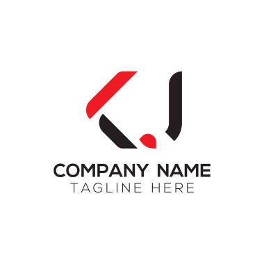 İlk Alfabe Kj Logo Tasarım Şablonu. Bağlı Harf Kj Logo Vektörü
