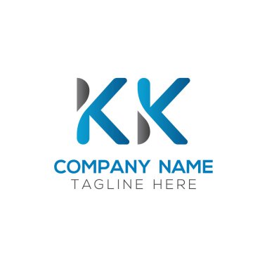 İlk Alfabe Kk Logo Tasarım Şablonu. Bağlı Harf Kk Logo Vektörü