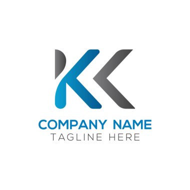 İlk Alfabe Kk Logo Tasarım Şablonu. Bağlı Harf Kk Logo Vektörü