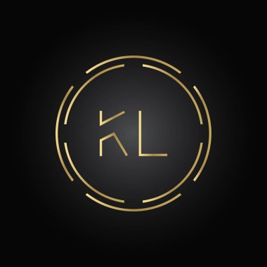 İlk Alfabe Kl Logo Tasarım Şablonu. Bağlı Harf Kl Logo Vektörü