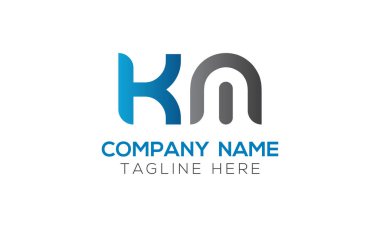 İlk Alfabe Km Logo Tasarım Şablonu. Bağlı Harf Km Logo Vektörü