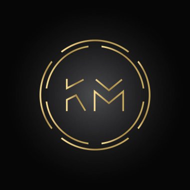 İlk Alfabe Km Logo Tasarım Şablonu. Bağlı Harf Km Logo Vektörü