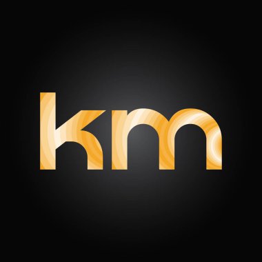 İlk Alfabe Km Logo Tasarım Şablonu. Bağlı Harf Km Logo Vektörü