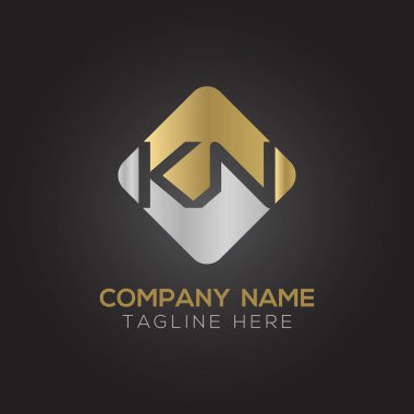 İlk Alfabe Kn Logo Tasarım Şablonu. Bağlı Harf Kn Logo Vektörü