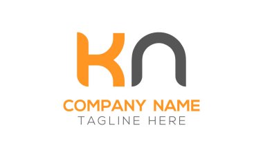 İlk Alfabe Kn Logo Tasarım Şablonu. Bağlı Harf Kn Logo Vektörü