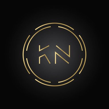 İlk Alfabe Kn Logo Tasarım Şablonu. Bağlı Harf Kn Logo Vektörü