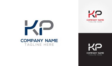İlk Alfabe Kp Logo Tasarım Şablonu. Bağlı Harf Kp Logo Vektörü