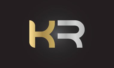 İlk Alfabe Kr Logo Tasarım Şablonu. Bağlı Harf Kr Logo Vektörü