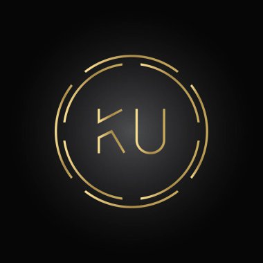 İlk Alfabe Ku Logo Tasarım Şablonu. Bağlı Harf Ku Logo Vektörü