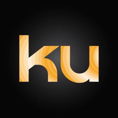 İlk Alfabe Ku Logo Tasarım Şablonu. Bağlı Harf Ku Logo Vektörü