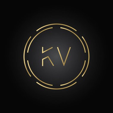 İlk Alfabe Kv Logo Tasarım Şablonu. Bağlı Harf Kv Logo Vektörü