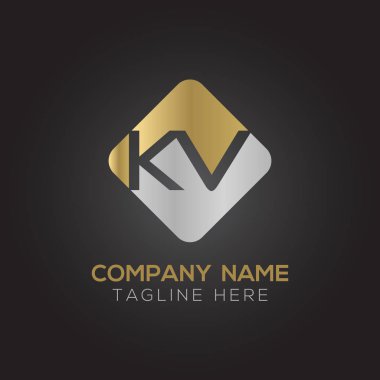 İlk Alfabe Kv Logo Tasarım Şablonu. Bağlı Harf Kv Logo Vektörü
