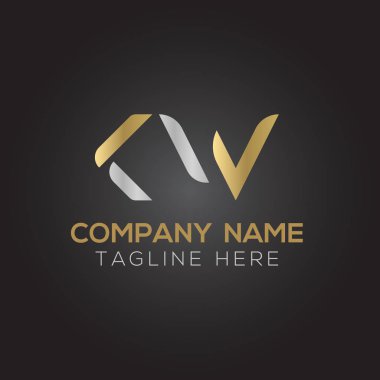 İlk Alfabe Kw Logo Tasarım Şablonu. Bağlı Harf Kw Logo Vektörü