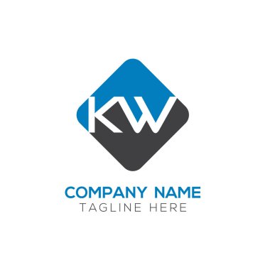 İlk Alfabe Kw Logo Tasarım Şablonu. Bağlı Harf Kw Logo Vektörü