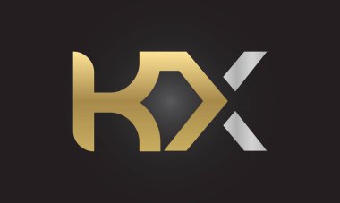 İlk Alfabe Kx Logo Tasarım Şablonu. Bağlı Harf Kx Logo Vektörü