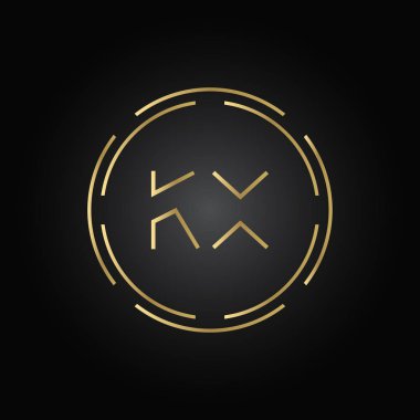 İlk Alfabe Kx Logo Tasarım Şablonu. Bağlı Harf Kx Logo Vektörü