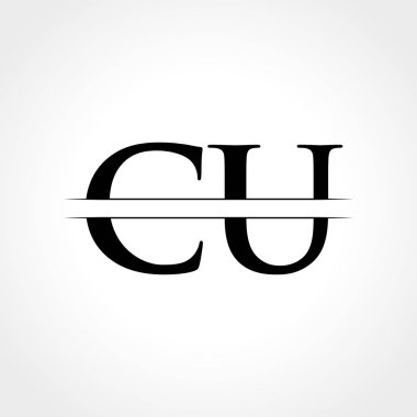 Yaratıcı modern iş tipografi vektör şablonlu ilk Cu Harf Logosu. Yaratıcı Soyut Harf Cu Logo Tasarımı