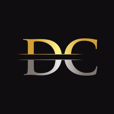 Initial DC Letter Logo Design Vector With Gold and Silver Color. DC Logo Design