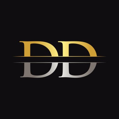 Initial DD Letter Logo Design Vector With Gold and Silver Color. DD Logo Design
