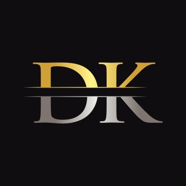 Initial DK Letter Logo Design Vector With Gold and Silver Color. DK Logo Design