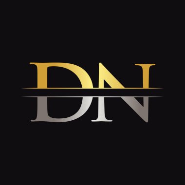 Initial DN Letter Logo Design Vector With Gold and Silver Color. DN Logo Design