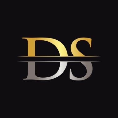 Initial DS Letter Logo Design Vector With Gold and Silver Color. DS Logo Design
