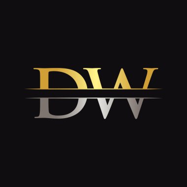 Initial DW Letter Logo Design Vector With Gold and Silver Color. DW Logo Design