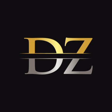 İlk DZ Harf Logosu Altın ve Gümüş Renkli Tasarım Vektörü. DZ Logo Tasarımı