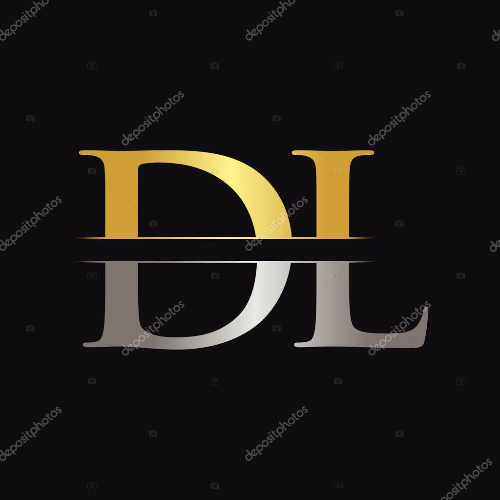 Initial DL Letter Logo Design Vector With Gold and Silver Color. DL Logo Design