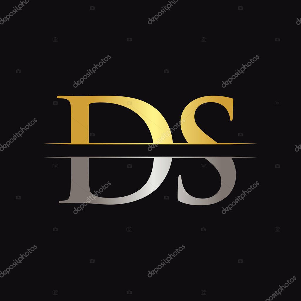 Initial DS Letter Logo Design Vector With Gold and Silver Color. DS Logo Design