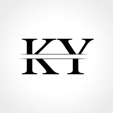 Ky harfinin baş harfi Logo Tasarım Vektör İllüstrasyonu. Soyut Harf Ky logosu Tasarımı