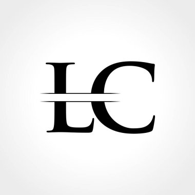 İlk Lc harfi Logo Tasarım Şablonu. Soyut Siyah Harf Lc logo tasarımı