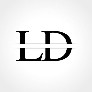 İlk Ld harfi Logo Tasarım Şablonu. Soyut Siyah Harf Ld logosu Tasarımı