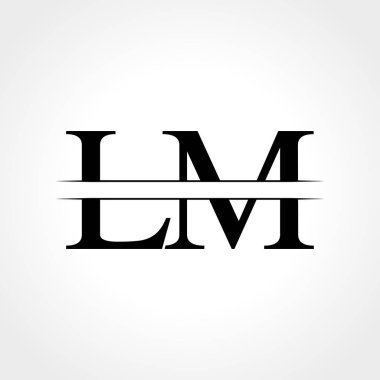 Baş harfi Lm Logo Tasarım Şablonu. Soyut Siyah Harf Lm logo Tasarımı