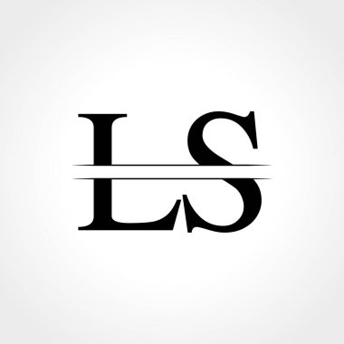 İlk Ls harfi Logo Tasarım Şablonu. Soyut Siyah Harf Ls logo Tasarımı