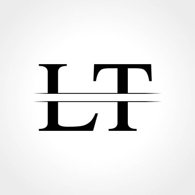 İlk Lt harfi Logo Tasarım Şablonu. Soyut Siyah Harf Teğmen logosu Tasarımı