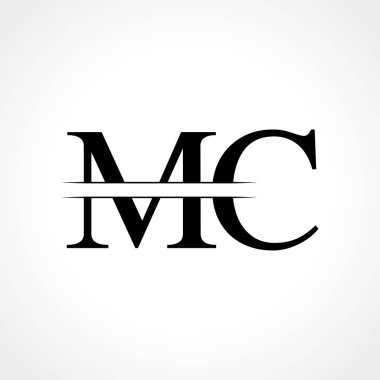 İlk Mc harfi Logo Tasarım Şablonu. Soyut Siyah Harf Mc logosu Tasarımı