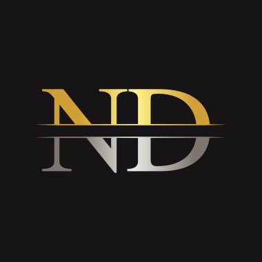 İlk Monogram Harf Nd Logo Tasarım Vektör Şablonu. Nd Harf Logosu Tasarımı