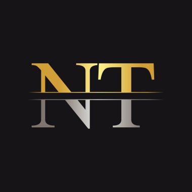 İlk Monogram Harf Nt Logo Tasarım Vektör Şablonu. Nt Harf Logosu Tasarımı