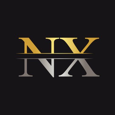 İlk Monogram Harf Nx Logo Tasarım Vektör Şablonu. Nx Harf Logosu Tasarımı