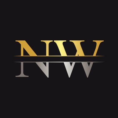 İlk Monogram Harf Nw Logo Tasarım Vektör Şablonu. Nw Harf Logosu Tasarımı