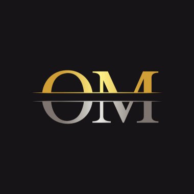 İlk Monogram Harf Om Logo Tasarım Vektör Şablonu. Om Harf Logosu Tasarımı