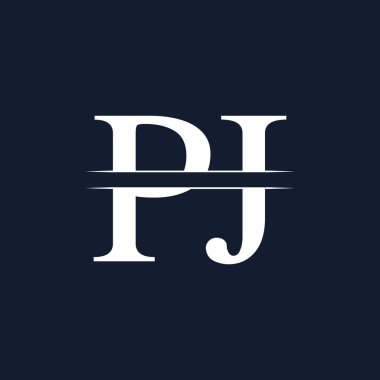 İlk Monogram Harf Logosu Tasarım Vektörü Şablonu. Pj Harf Logosu Tasarımı