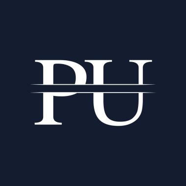 İlk Monogram Harf Pu Logosu Tasarım Vektör Şablonu. Pu Harf Logosu Tasarımı