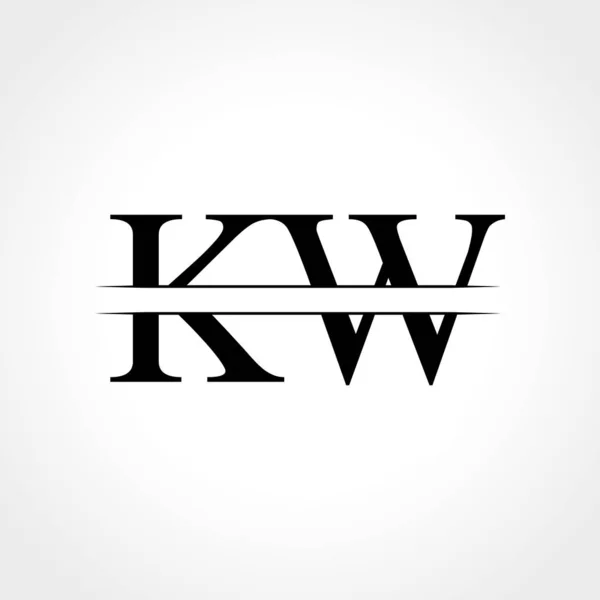 初始Kw字母标志设计矢量说明 Kw标志设计 — 图库矢量图片