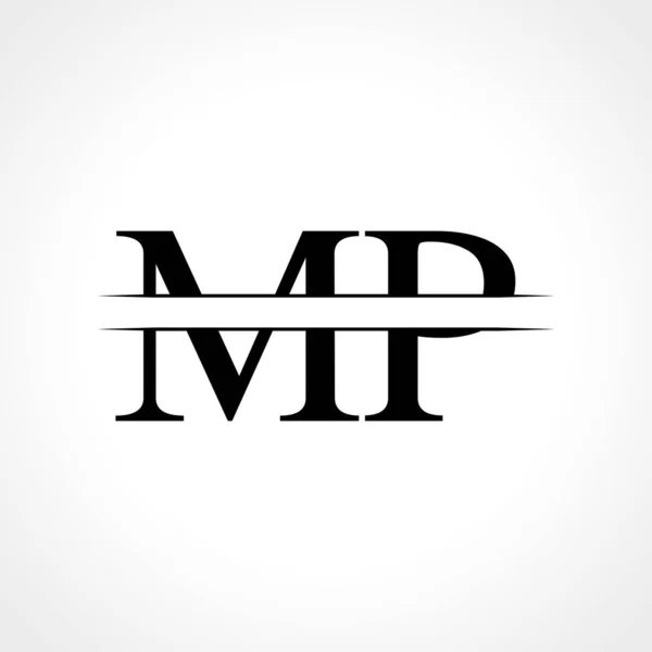 初期Mp文字ロゴデザインベクトルテンプレート アブストラクトブラックレター Mpロゴデザイン — ストックベクタ