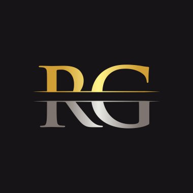 Soyut Harf Rg Logo Tasarım Vektör Şablonu. Yaratıcı Altın ve Gümüş Renkler Rg Harf Tasarımı