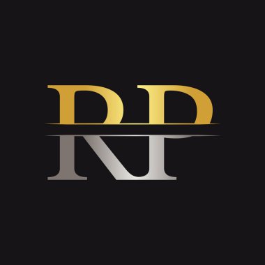 Soyut Harf Rp Logosu Tasarım Vektör Şablonu. Yaratıcı Altın ve Gümüş Renkler Rp Harf Logosu Tasarımı